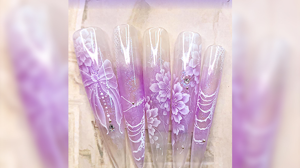 排笔多层次花卉美甲教程